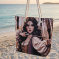 Robuste Stofftasche mit Kriegerin und Bogen im Wald als Motiv